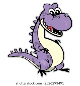 Purple Dinosaurs cartoon characters, happy and greeting. Best for sticker, logo, and mascot with prehistoric themes for kids