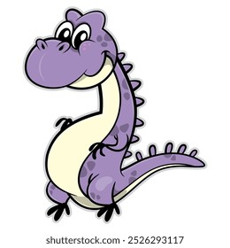 Purple Dinosaurs cartoon characters, smile and greeting. Best for sticker, logo, and mascot with prehistoric themes for kids