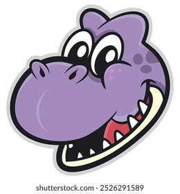 Purple Dinosaurs Head cartoon characters, happy and smile. Best for sticker, logo, and mascot with prehistoric themes for kids