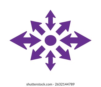 Purple Directional Arrows Icon Set for Graphic Design and Navigation, Vector EPS Fully Editable File.