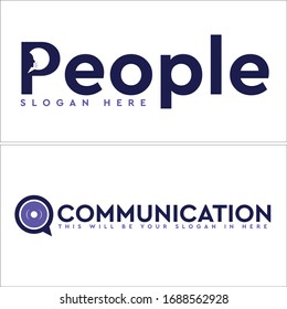 Purple disc icon symbol initial human people chatting modern logo design template suitable for Communication Training Business Company illustration speech message bubble internet communication discuss