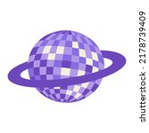Purple disco ball saturn planet. Vector illustration on isolated background