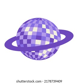 Purple disco ball saturn planet. Vector illustration on isolated background