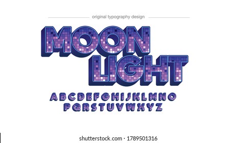 Purple Disco Lights Party Bold 3D Artistic Font Typography 