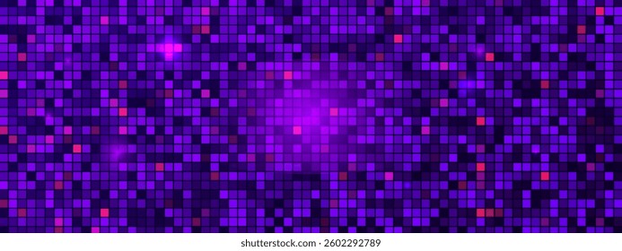 Purple discoball texture. Glowing wall or floor background in a nightclub or discotheque. 
