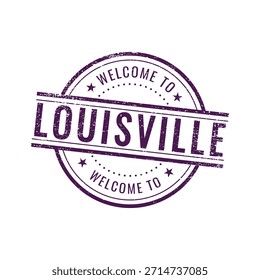 Texto de sello circular afligido púrpura Bienvenido a Louisville Kentucky