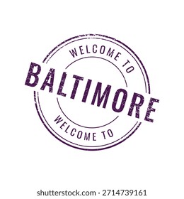 Roxo angustiado texto de carimbo circular Bem-vindo à cidade de Baltimore Maryland