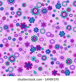 Purple Ditsy Tiny Flowers Seamless Repeat Pattern Illustration