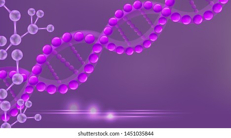 Purple DNA background with copy space, illustration vector.