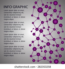 purple DNA symbol.icon.Vector illustration.science infographics template with text. Abstract gene chain background.Can be used as medical,genetic,pharmaceutical, science industries.text box.card.