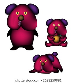 purple dog character illustration, cartoon