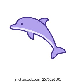 Purple dolphin flat icon isolated on white background for your web and mobile app design