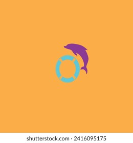 purple dolphin jumping over a blue bagel