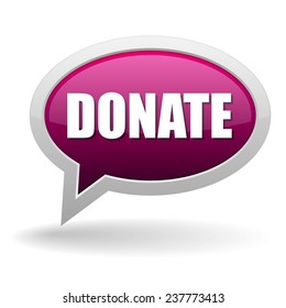 Purple donate speech bubble on white background