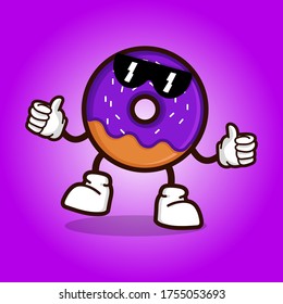 Violett-Donut-Tanz mit Brillenkartoon-Animation.