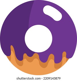Purple donut, illustration, vector on white background.