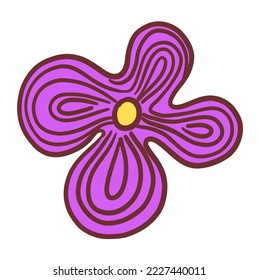 Flor de arte de doodle morado. Ilustración dibujada a mano por el vector