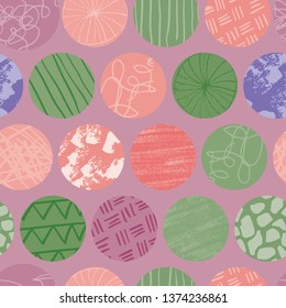 Purple Doodle circle seamless abstract repeat pattern. Great for textile design or surface pattern design. 
