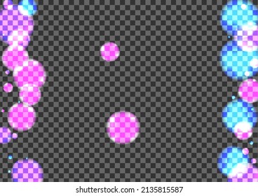 Purple Dot Background Transparent Vector. Spot Shimmer Illustration. Christmas Card. Blur Bokeh Strass Texture. Blue Birthday.