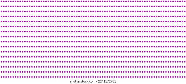 Purple dot pattern on white background. Straight dot pattern for backdrop and wallpaper template. Simple classic polka dot lines with repeat stripes texture. Polka background, vector illustration