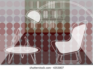 purple dots lounge (vector) - illustrated interior