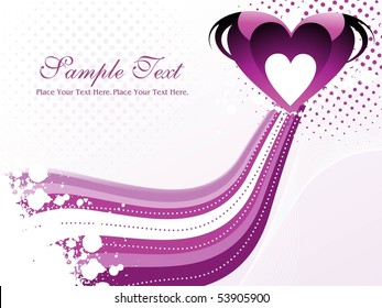 purple dotted background with grungy stripes, romantic heart