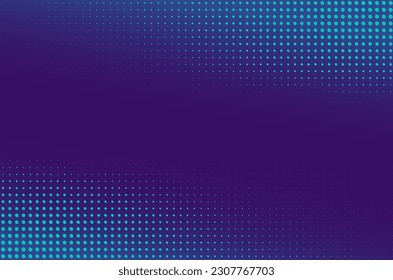 Purple dotted background. Symmetrical cyan dot shapes. Reticulated, perforated modern pattern for technology or business concept.