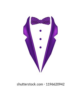 purple dotted colored bow tie dinner jacket collar icon. Element of evening menswear illustration