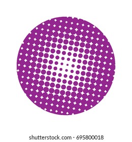 Purple Dotted. Halftone circles, halftone dots pattern, vector. Purple dots on white background. Monochrome half-tone.