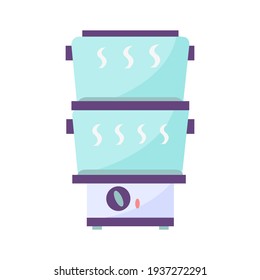 Purple double boiler Steamer flat icon vector illustration