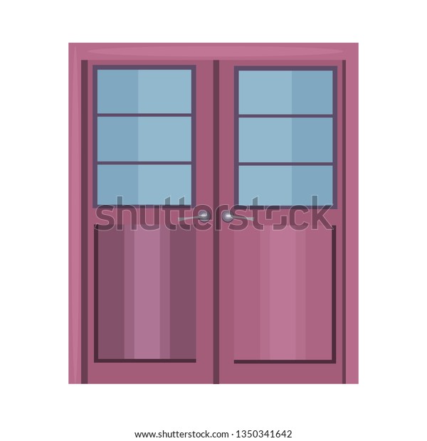 Purple Double Door Handles Glass Hall Stock Vector Royalty