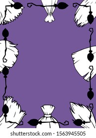Purple double frame made of brooms