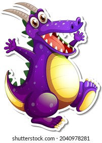Purple Dragon cartoon character sticker illustration