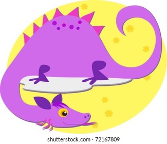 Purple Dragon with Floral Background
