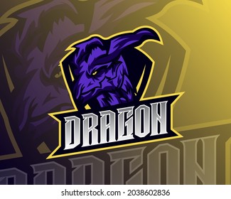 Purple Dragon Head vector design illustration, suitable for modern illustration concept for team printing, badge, emblem, t-shirt etc