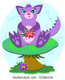 Purple Dragon on a Mushroom Vector