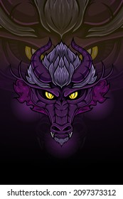 Purple dragon vector art illustration