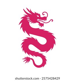 purple dragon vector illustration with serpentine shape for asian fantasy and culture