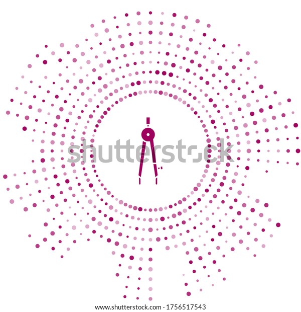 Purple Drawing\
compass icon isolated on white background. Compasses sign. Drawing\
and educational tools. Geometric instrument. Abstract circle random\
dots. Vector\
Illustration