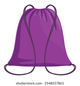 Saco de cordão roxo com corda roxa escura, ideal para transportar pertences pessoais