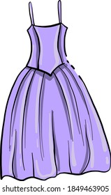 Purple dress, illustration, vector on white background