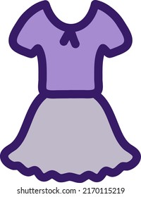 Purple dress, illustration, vector on a white background.