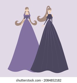 Vestido morado para la princesa gemela