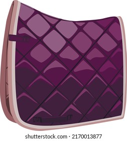 Purple dressage saddle pad. Vector illustration