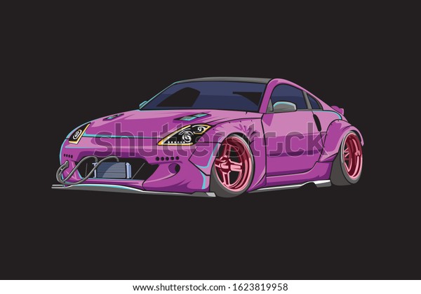 purple drift car design\
from the side