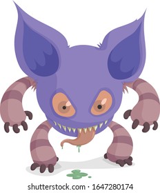 Purple drooling monster with big ears