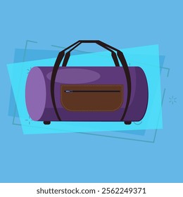 Purple duffle bag illustration. Traveling bag, luggage, suitcase. Bags concept. Vector illustration can be used for topics like travel, sport, accessories