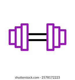 Purple dumbbell icon for fitness or weight lifting