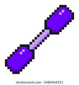 Purple Dumbbell ,Pixel Art Style, Isolated