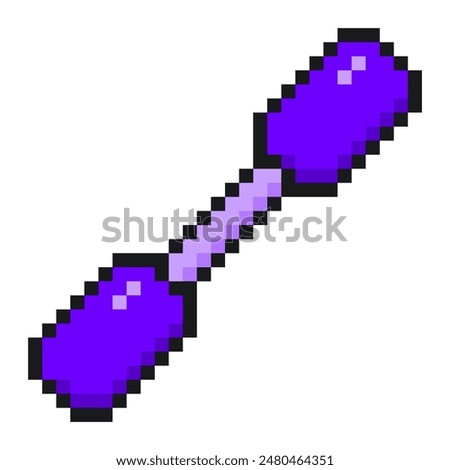 Purple Dumbbell ,Pixel Art Style, Isolated